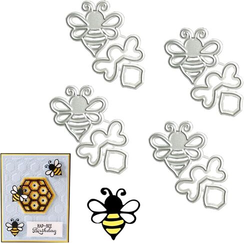 4 PCS BEE قطع يموت رائعة من النحل الصلب الكربوني قطع لصنع البطاقات ، الحرف اليدوية DIY in Saudi Arabia
