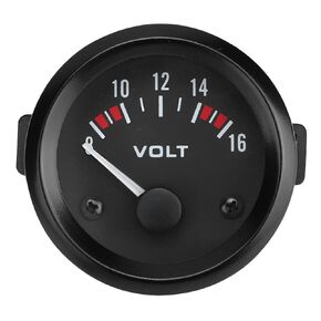 Aramox Voltmeter, 12V Car Voltage Gauge of 52mm/2in Diameter, Universal Voltage Meter with Black Dial and Round Panel, 8V-16V Measurement Range, BX100007