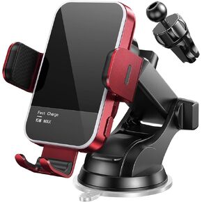 Wireless Car Charger,【7 Colored RGB Backlit】 15W Auto Clamping Car Charger Phone Mount Holder for iPhone 15 14 13 12 Mini Pro Max 11 XR X, Samsung Galaxy S23 Ultra S22 S21+ S10+ Note 20, etc - Silver