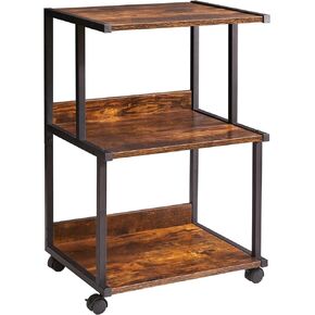 IBUYKE Black Printer Stand with Storage Shelf,3 Tier Printer Table with Wheels,Printer Cart for Home Office Organization, Rolling Cart Stand for Heat Press Microwave and Mini Fridge TPS001B