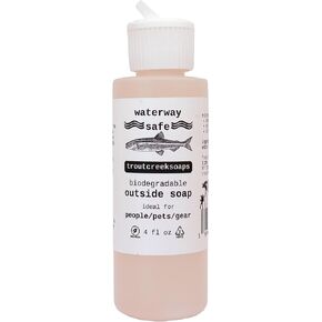 Trout Creek Soaps Biodegradable Outside Soap for Fishing & Hiking. Waterway Safe, Fragrance Free Formula (4 fl oz)