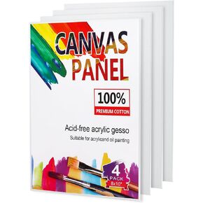 4 Pack 8x10 Inch Canvas Boards for Painting,Blank Canvases for Painting,Triple Primed for Oil & Acrylic Paints,100% Cotton Canvas Panels,3mm Thickness