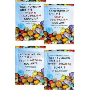 Rock Tumbler Grit and Ceramic Tumbling Media 4 Pounds, Polish Up to 25 lbs. of Rocks, Polish Refill Media Kit, Compatible with Any Tumbler