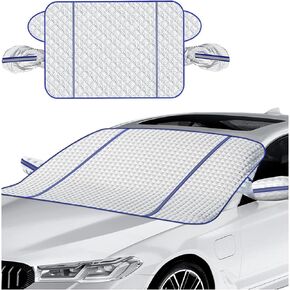 Car Windshield Snow Cover, Ice Frost Hail Removal Cover with Magnetic Edge, Winter & Summer Car Windshield Sunshade, Anti-Theft, Waterproof Windproof Protector for SUVs Trucks Vans