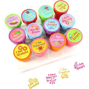 TINYMILLS 12 Pcs Positive Affirmation Stamp Kit for Kids - Positive Mindfulness Self Inking Stamps Gift Party Favors