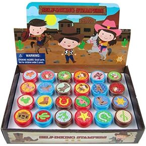 Tiny Mills 24 Pcs Western Cowboy Cowgirl Stampers for Kids Western Party Favors Goody Bag Stuffers Pinata Fillers Carnival Classroom Rewards