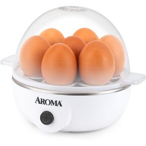 AROMA® Overly Easy Egg Cooker, Steamer, and Electric Egg Poacher | XL Capacity Egg Steamer Fits 7 Eggs
