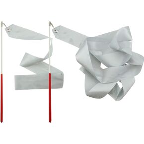 2 Pack Silvery Rhythmic Gymnastics Wands Praise Dancing Streamers for Kids Baton Twirling Talent Shows Artistic Dancing