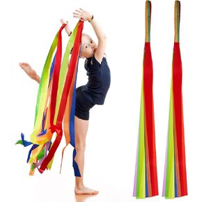 24 Pcs Rainbow Dance Ribbons, Rhythm Ribbon Streamers Rainbow Streamers Set Hand Held Rhythmic Gymnastics Dance Ribbons for Kids Adults, Assorted Color