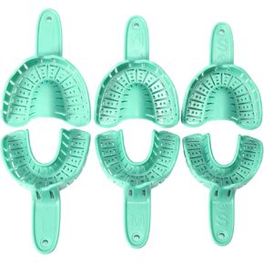 Annhua Dental Impression Tray Perforated Disposable Trays 6 PCS, Dental Impression Kit with Trays - Teeth Impression Tray Upper & Lower 3 Size - Blue in Kuwait
