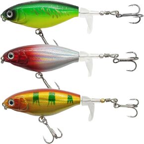 Topwater 75 Fishing Lure for Bass, Top Water Bass Pencil Plopper Fishing Lures, Bass Lures Topwater Bait for Bass and Pike, Topwater Lures Freshwater or Saltwater