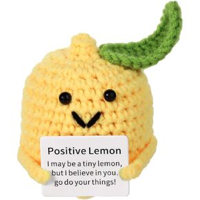 Mini Funny Positive Lemon, 3.93in Plushies Potato Knitted Wool Pocket Crochet Doll Toys Creative Cute Positive Emotional Support Lemon for Birthday Gift Party Decoration Encouragement