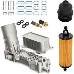 Upgraded Aluminum 3.6L V6 Engine Oil Cooler Assembly with Oil Filter Housing and Sensor Compatible With Ram Dodge Jeep Chrysler and Routan 2011-2016 Replaces# 926-876 926-959