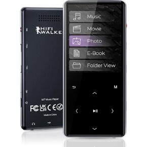 128GB Portable MP3 Player with Bluetooth 5.0, 2.4" Srceen Music Player Built in Speaker, Mini Voice Recorder with 64GB Micro SD Card, Touch Buttons, Voice Recorder, E-Book, Earphones Black