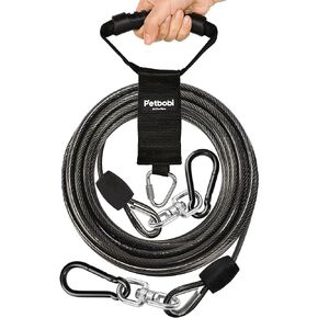 Petbobi Heavy Duty Dog Tie Out Cable Up to 300Lbs - 30FT Extra Strong Wire Cable for Large Dogs - Rust Proof Dog Leash with Carrying Handle - Dog Leads for Yard Camping Outside