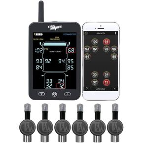TireMinder Minder Research A1AS RV TPMS with 6 Flow Through Sensors, Black