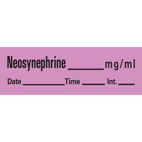 AN-72 Anesthesia Removable Tape with Date, Time & Initial, Neosynephrine Mg/Ml, 333 Imprints, Violet, 1/2" Width, 500" Length