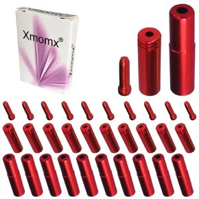 30 PCS of 10 PCs 5mm Red Alloy Road Mountain Bicycle Bike Brake Cable Tips Caps End Crimp + 10 PCs 4mm Shift Derailleur Cable Tips End + 10 PCs Cable End Crimps