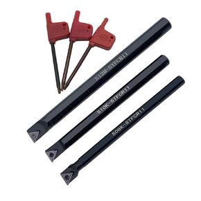 20pcs Carbide turnning Inserts TCMT21.51 TCMT110204 Carbide Insert 1/3" 3/8" 1/2" STFCR11 Right Hand Lathe Turning Tool Holder for Steel,Stainless Steel… (3pcs Boring Bars with Inserts)