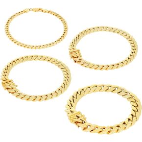 Nuragold 10K Yellow Gold Miami Cuban Link Chain Bracelet/Lengths 7" 7.5" 8" 8.5" 9" / Widths 3mm - 13mm / Italian Made Jewelry for Men and Women