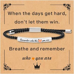 Tube Motivational Bracelet for Women Men, Remember Who Be Kind Of A Stainless Steel Adjustable Boys Best Friends Teen Girls Inspirational Braided Christmas Birthday Gifts Jewelry