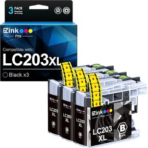 E-Z Ink Pro LC203XL Compatible Ink Cartridge Replacement for Brother LC203 XL LC201 to Use with MFC-4320DW MFC-J4420DW MFC-J4620DW MFC-J460DW MFC-J480DW MFC-J485DW MFC-J5520DW J5620DW (Black, 3 Pack)
