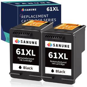 Remanufactured Ink Cartridges Replacement for HP 61 61XL Black Ink for HP Envy 4500 5530 4502 5535 5534 OfficeJet 4630 4635 Deskjet 1000 1010 1510 1512 2540 Printer (Black, 2-Pack)