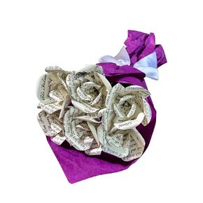 Handmade Little Women Paper Flowers, Six Mini Paper Roses Made from Book Pages, Book Lovers Gifts for Anniversary, Birthdays, Graduation, Mother's Day- Miniature