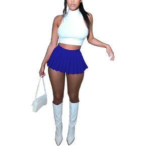 RAMOUG Women's Pleated Mini Skirts Y2K Club Rave Short A Line Tennis Skirt