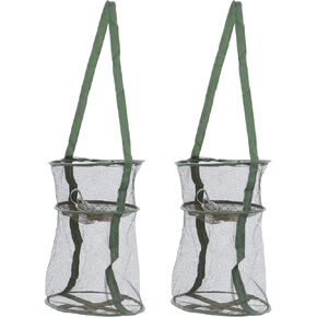 PATIKIL Fishing Keep Net Collapsible Fish Basket Mesh Vase-Shape Nylon Fishing Bait Mesh for Fishes Crayfish Minnows Shrimps