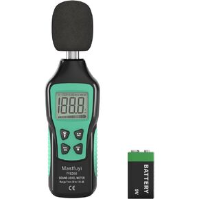 Decibel Meter, Digital Sound Level Meter 30-130 dB(A), Portable SPL Meter with Backlight LCD Display, Audio Noise Measure Device with MAX/MIN, Data Hold, Flashlight for Home Factory Office