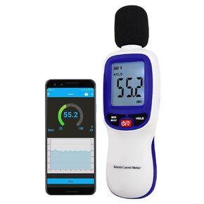 Decibel Meter Bluetooth, Digital Sound Level Reader with Data Logging,Smart Noise Decibel Meter 30dB to 130dB Data Hold Alarm with Backlight LCD Display A/C Weighted SPL Meter for Classroom, Factory