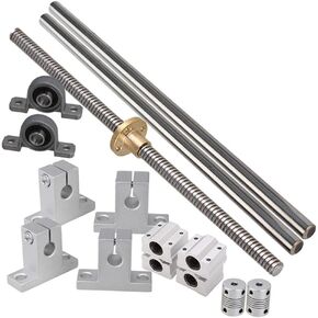 Industrial Combination,Ideaker 500mm Horizontal Optical Axis & 2mm Lead Screw Dual Rail Shaft Support Pillow Block Bearings & Flexible Shaft Coupling Set of 15