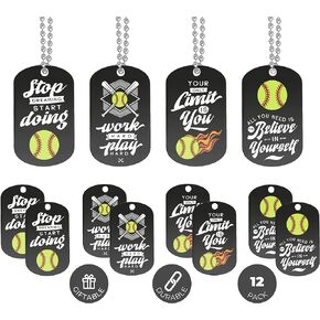 Inkstone Softball Dogtag Necklaces | Motivational Stop Dreaming Start Doing | (12 Pack) | Encouraging Gift for Students, Teams, Players, and Employee
