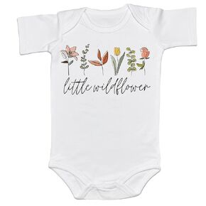Little Wild Flower Baby Girl Onesie Infant Coming Soon Bodysuit Gift Vintage Retro Reveal Shirt (0-6 Months, Colorful-Short Sleeve)