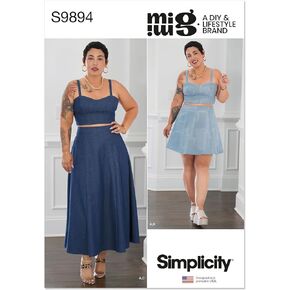 Simplicity Women's Cropped Corset Top and Skirt Sewing Pattern Packet by Mimi G Style, Design Code S9894, Sizes 20W-22W-24W-26W-28W