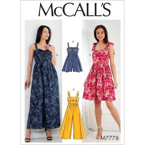 McCall's Patterns Misses' Dresses, Romper and Jumpsuit sewing pattern, E5 (14-16-18-20-22), Multi