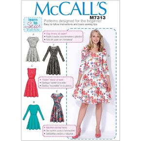 McCall's Patterns M7313 Misses'/Women's Flared Dresses, Size B5 (8-10-12-14-16)
