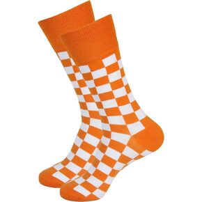 Tennessee Checkerboad Orange and White Mens Socks - Apparel Gift for Tennessee Vols Fans - TN Volunteer Sport Fans and Alumni Gifts - Basketball and Football Fan