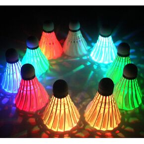 LED Badminton, [10 Pack] Colourful Shuttlecock Dark Night Goose Feather Glow Birdies Lighting Outdoor Indoor Sport Activities(10PCS)