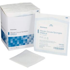 McKesson Woven Gauze Sponges, Sterile, 8-Ply, 100% Cotton, 4 in x 4 in, 2 Per Pack, 50 Packs, 100 Total