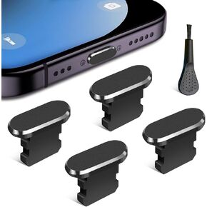 Anti Dust Plug for iPhone, 4 Pack iPhone Dust Plug Cover Charging Port Protector Cap with Cleaning Brush for iPhone 14 Pro Max 13 12 11 AirPods iPad, All Lightning Port Devices