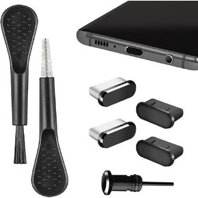 غطاء قابس غبار USB C، 4 قطع غطاء منفذ USB C، منظف منفذ الشحن مع أدوات تنظيف لسلسلة iPhone 15، Samsung Galaxy S23/S22/S21/S20 Ultra، Note 20/10 وجميع الأجهزة من النوع C