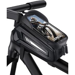 Bike Bag, EVA Waterproof Bike Frame Bag Bike Phone Mount with Rain Cover, Bike Phone Holder Bike Accessories Compatible Phones Under 7"