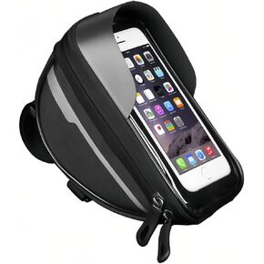 O'rengela Bike Phone Holder Bag Waterproof Bike Phone Mount Bag Bike Accessories EVA Hard Shell Bike Phone Pouch with Rain Cover Compatible with iPhone,Phones Below 6.5" (Black)