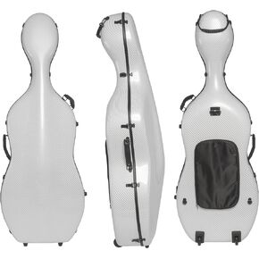 MI&VI CP-7001 Classic Polycarbonate Fiber Cello Case (Full Size) 4/4 with Wheels | Zipper Closure Bow Pockets | 8.5lb Lightweight | Tough Shell - by MI&VI Music (Green)