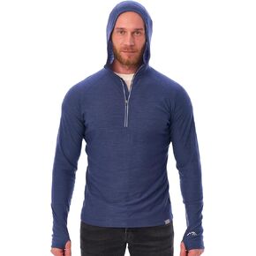 Merino.tech 100% Merino Wool Hoodie Men - Slim Fit Merino Wool Base Layer Mens Half Zip Thermal Long Sleeve Lightweight Shirt