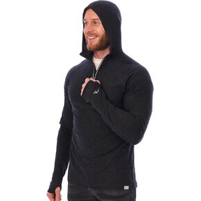 Merino.tech 100% Merino Wool Hoodie Men - Slim Fit Merino Wool Base Layer Mens Half Zip Thermal Long Sleeve Lightweight Shirt