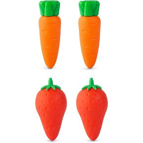 Erasers for Pencils - Large Pencil Erasers - Fruit & Vegetable Puzzle Erasers - 3D Pull Apart Erasers, Carrot and Strawberry Shape, 4 Pcs
