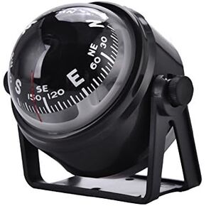 Boat Compass Dashboard, Multi-Purpose Electronic Compass Adjustable Night Vision Compass for Boat Vehicle Black